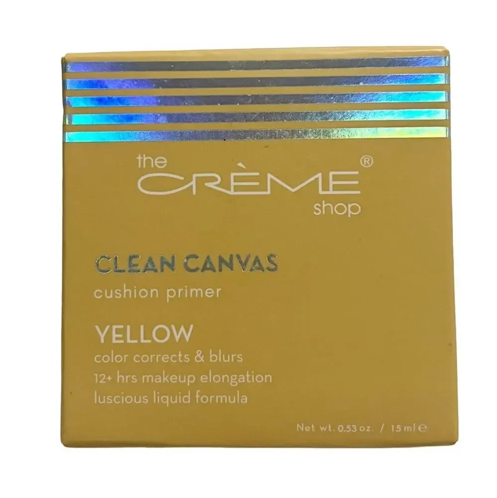 The Creme Shop Clean Canvas Yellow Cushion Primer Color Correcting 0.53 oz NIB